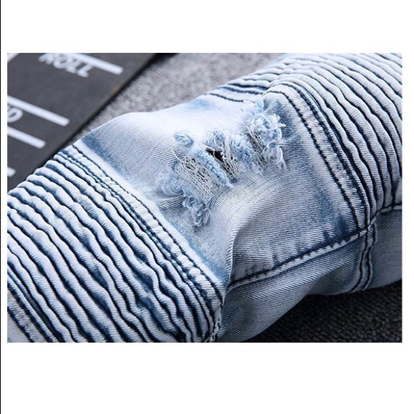 Men’s Johnny Fashion Biker Skinny Slim Jeans - Picture 3 of 3